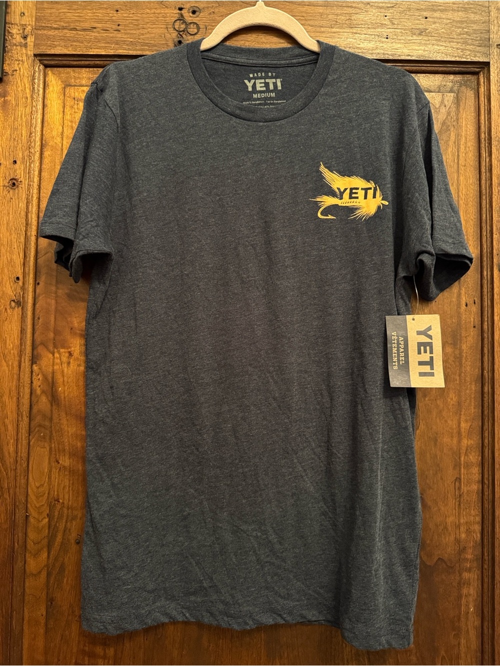 Yeti Midnight Navy Heather Tee with White Tag